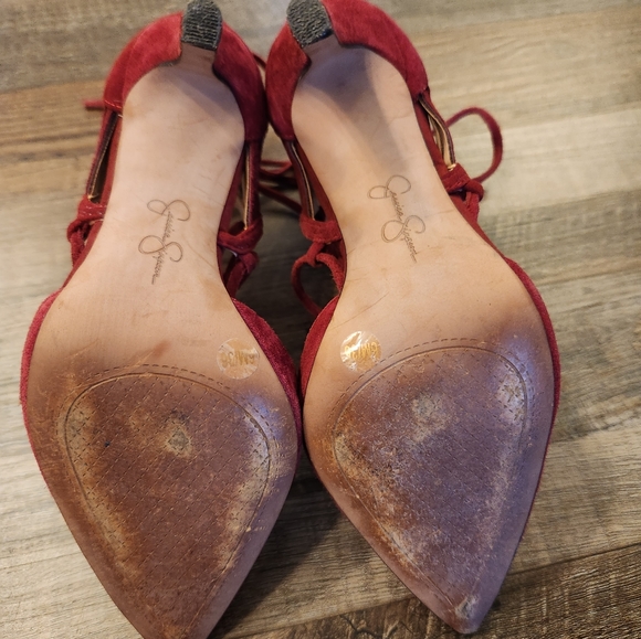 Jessica Simpson red suede heels - Picture 2 of 4
